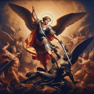 Depiction of the fall of Lucifer from heaven