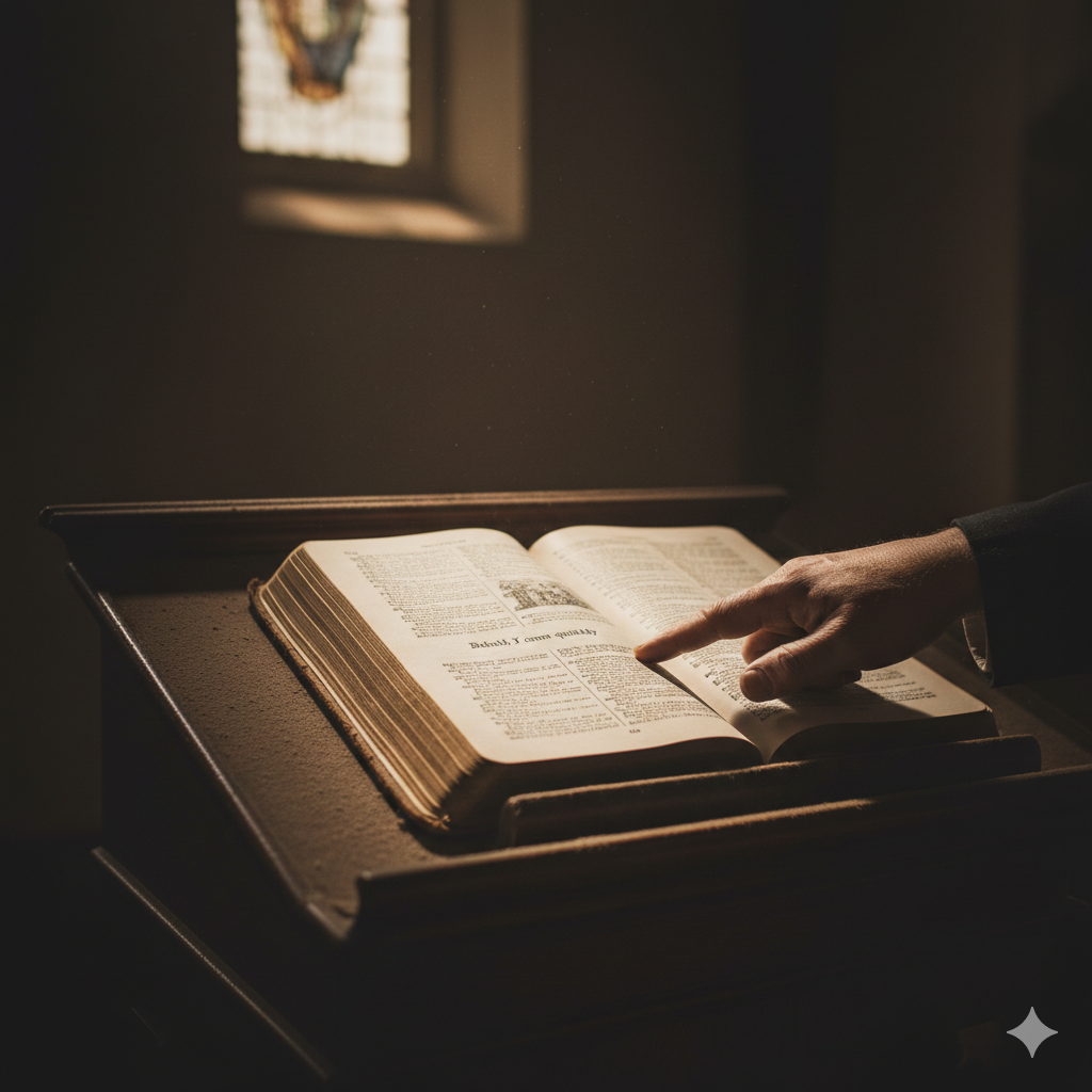 An open Bible on a pulpit highlighting the neglected prophecies of the Second Coming.