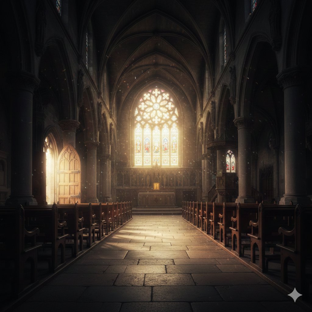 A glowing light filling an empty church sanctuary representing the Mockers of the Rapture prophecy. A glowing light filling an empty church sanctuary representing the Mockers of the Rapture prophecy.