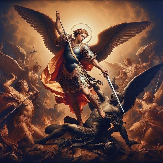 Depiction of the fall of Lucifer from heaven
