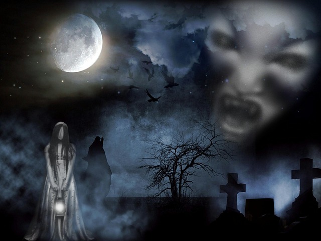 Faint figure of a ghost in a graveyard representing the concept of unclean spirits mentioned in the Bible